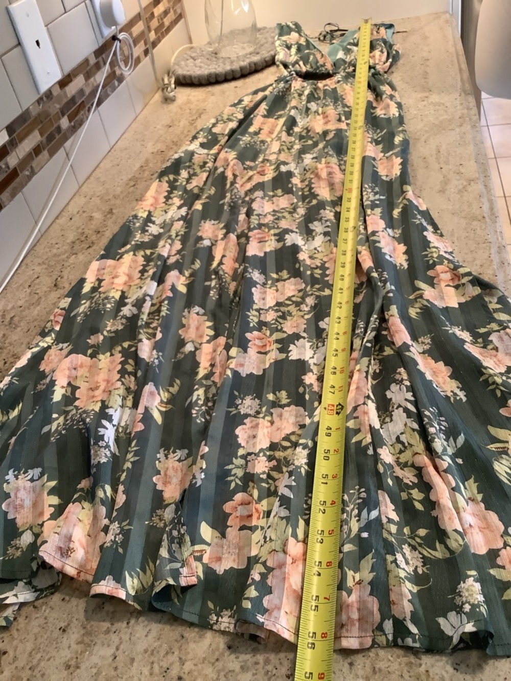 Green Floral Cutout Maxi Dress - size 2 Hello Molly - Picture 8 of 10